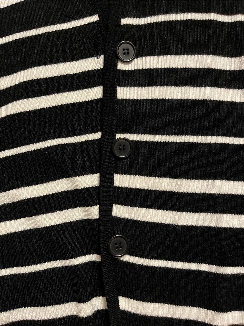 Striped Open-Front Women’s Cardigan Sweater — Black & White - Picture 3 of 7
